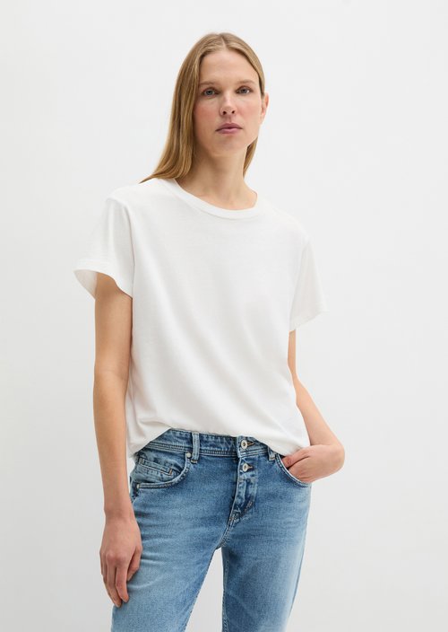 Marc O'Polo Basic T-shirt loose, Dames, wit, Xl, 100% Katoen