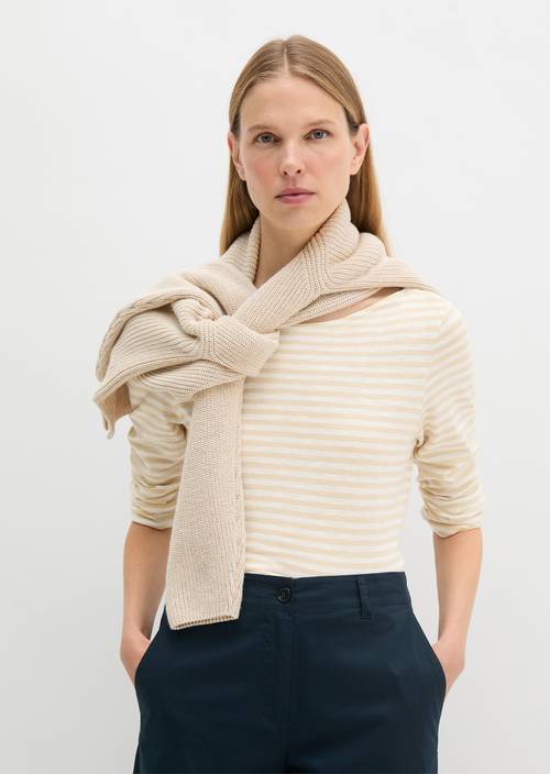 Longsleeve regular Light Beige in vooraanzicht