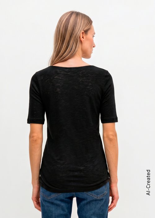 Regular slub jersey T-shirt — Black