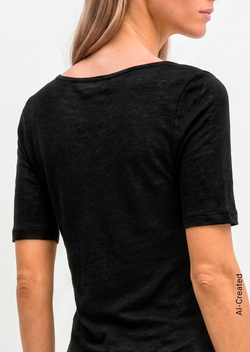 Regular slub jersey T-shirt — Black