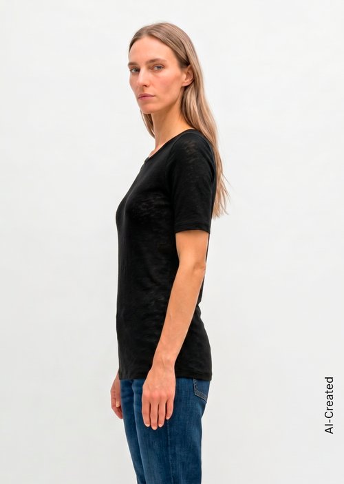 Regular slub jersey T-shirt — Black