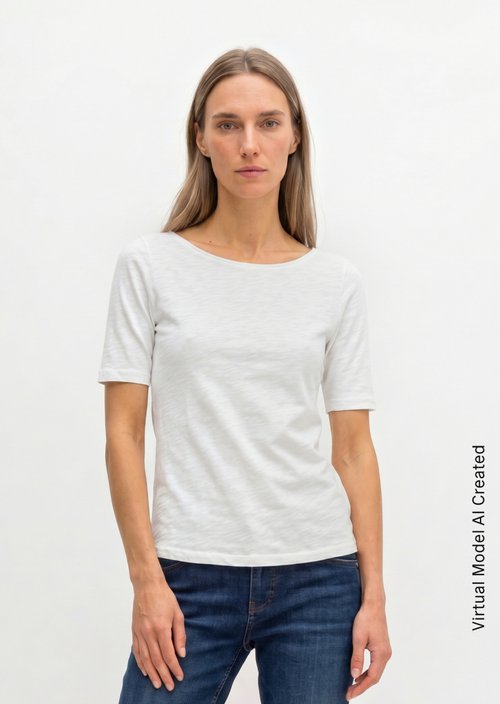 Regular slub jersey T-shirt — White
