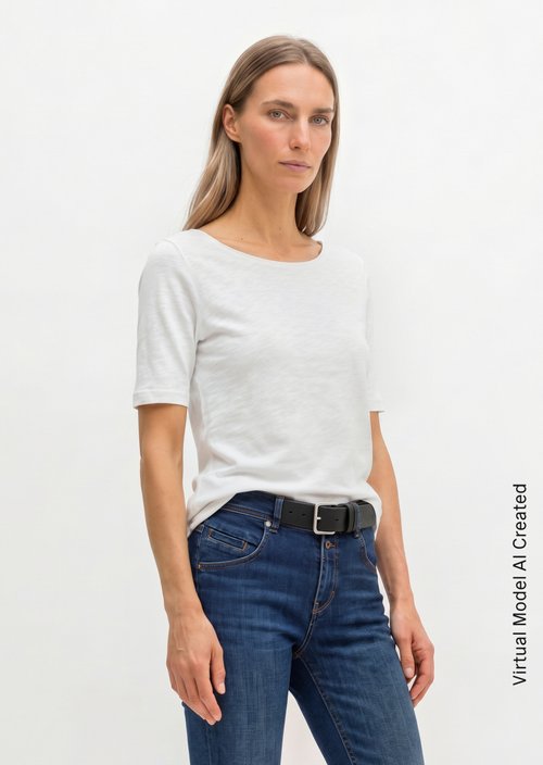 Regular slub jersey T-shirt — White
