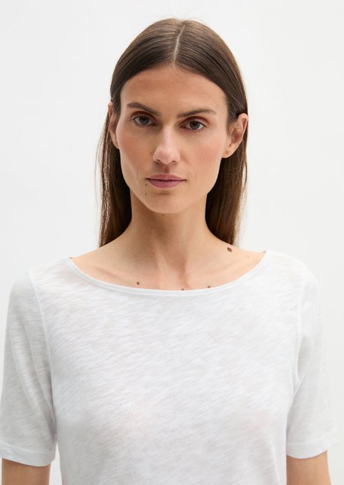 Marc O'Polo Regular slub jersey T-shirt, Dames, wit, L, 100% Katoen