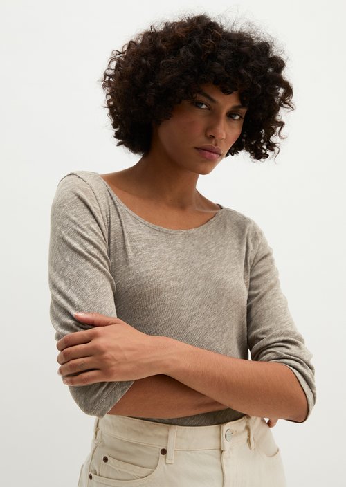 Longsleeve regular — Stone Taupe Melange