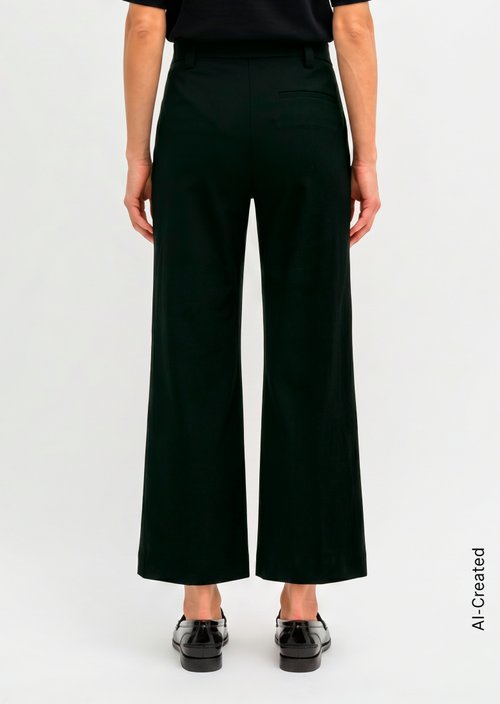Wide trousers in interlock jersey — Black