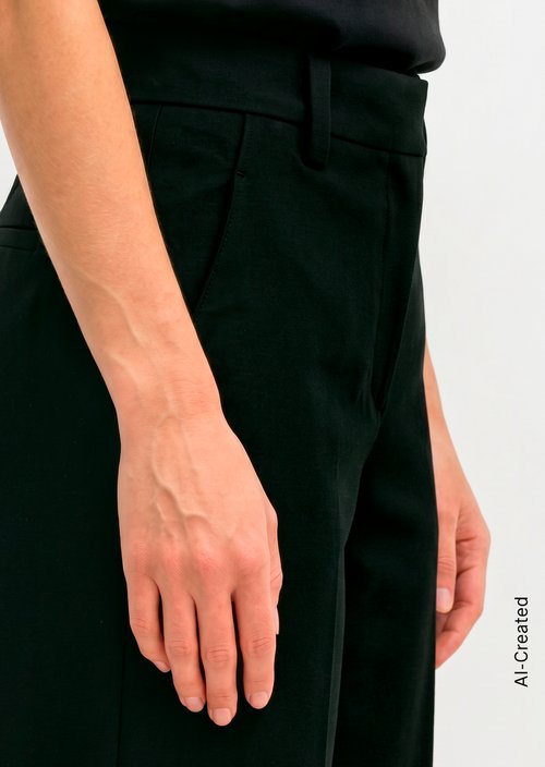 Wide trousers in interlock jersey — Black