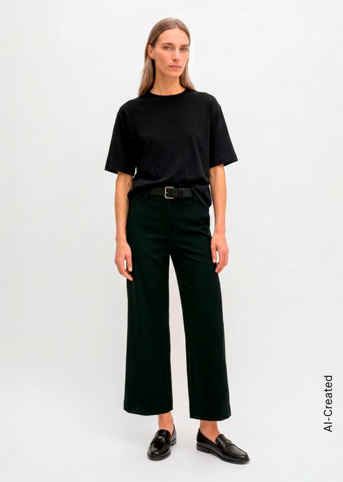Wide trousers in interlock jersey — Black