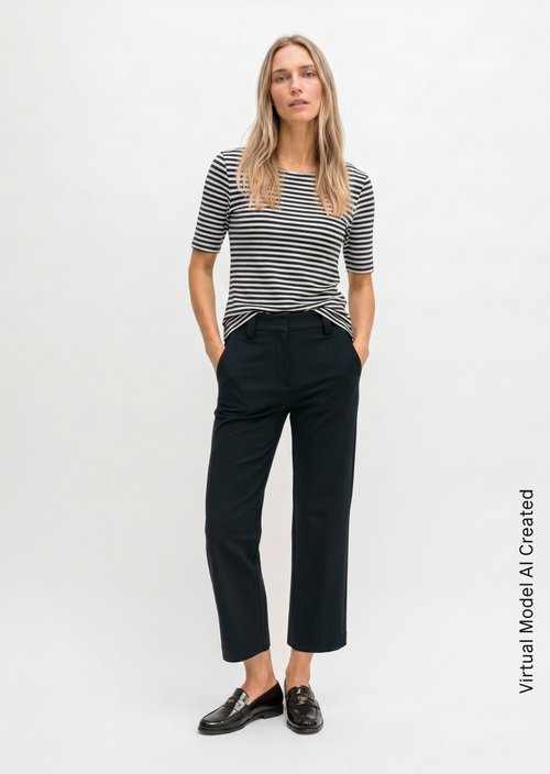Wide trousers in interlock jersey — Thunder Blue