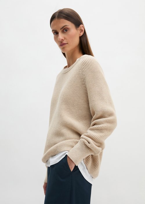 Pull col rond nid d'abeille - Beige - Homme - 18.00