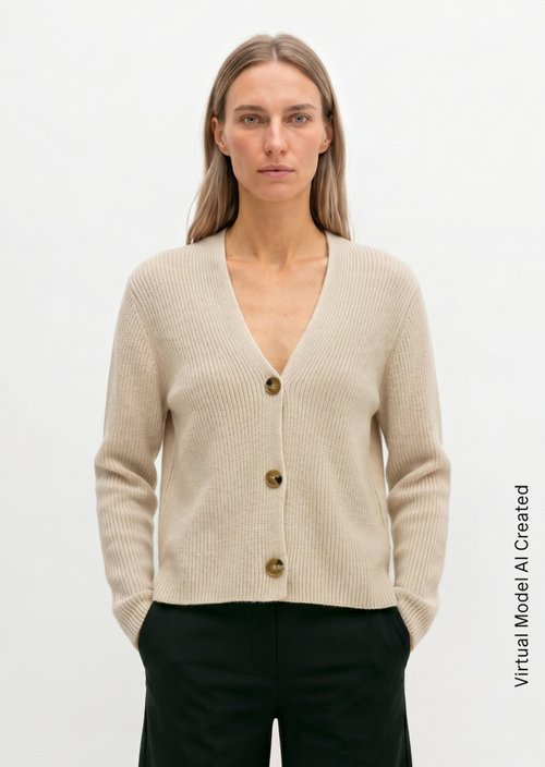 V-neck cardigan relaxed — Sandy Melange