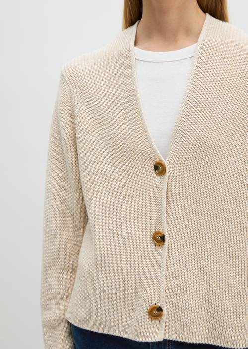 V-neck cardigan relaxed Sandy Melange in detail view