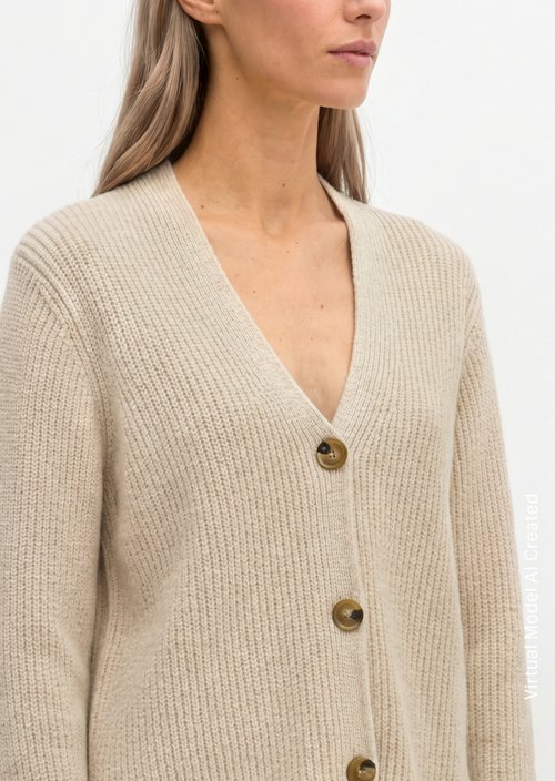 V-neck cardigan relaxed — Sandy Melange