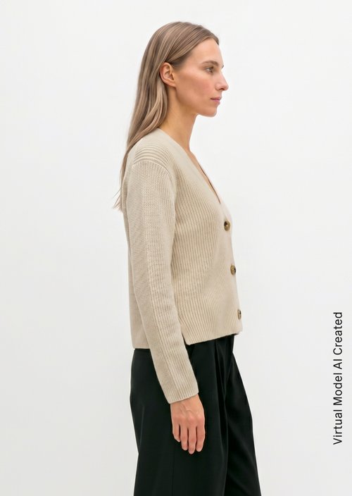 V-neck cardigan relaxed — Sandy Melange