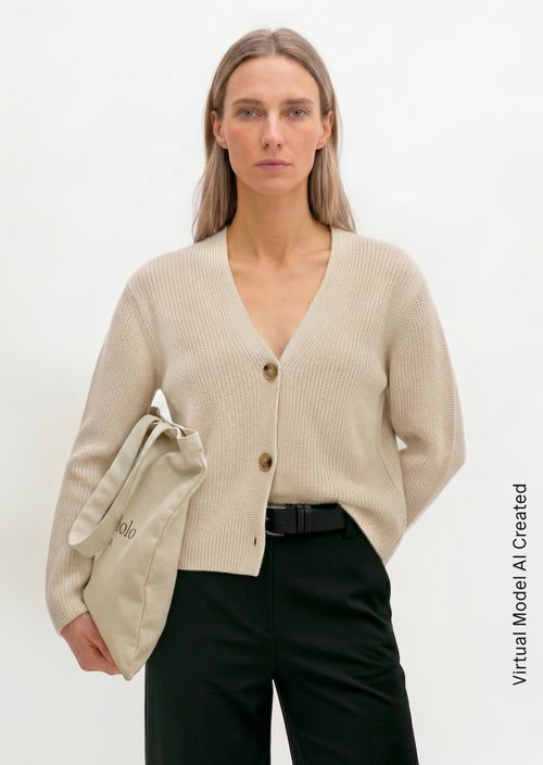 Marc O'polo Donna Beige Cardigan Con Scollo A V - Immagine 2