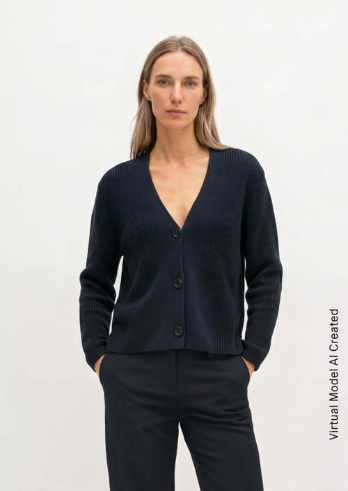 V-neck cardigan relaxed — Night Sky