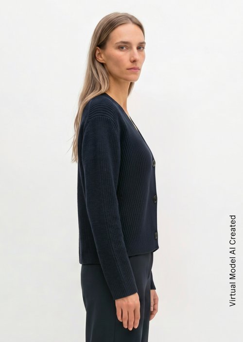 V-neck cardigan relaxed — Night Sky
