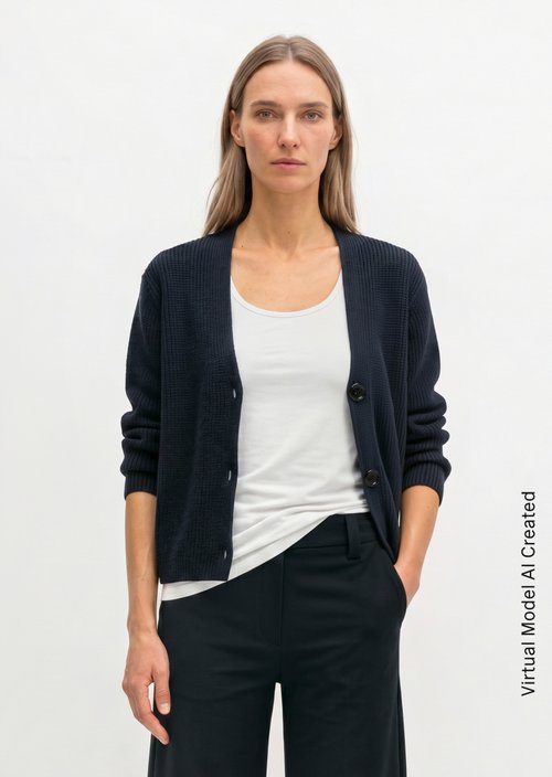 V-neck cardigan relaxed — Night Sky