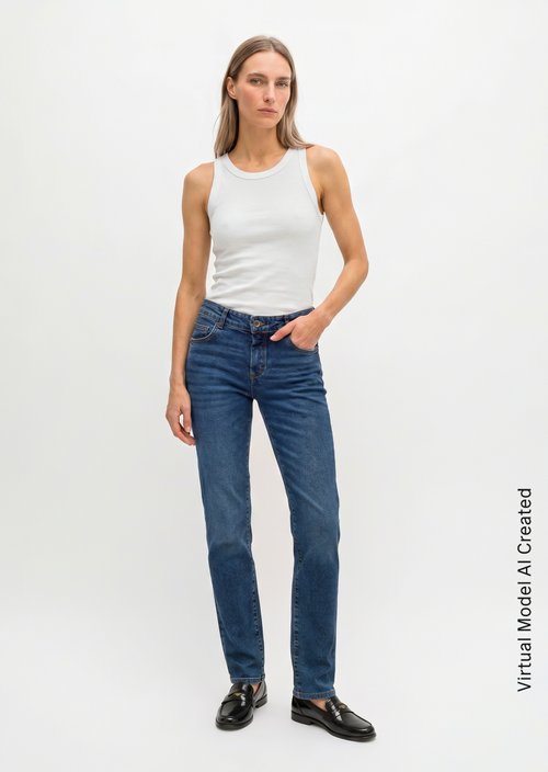 Jeans model Alby straight — Salt And Pepper Mid Blue Wash