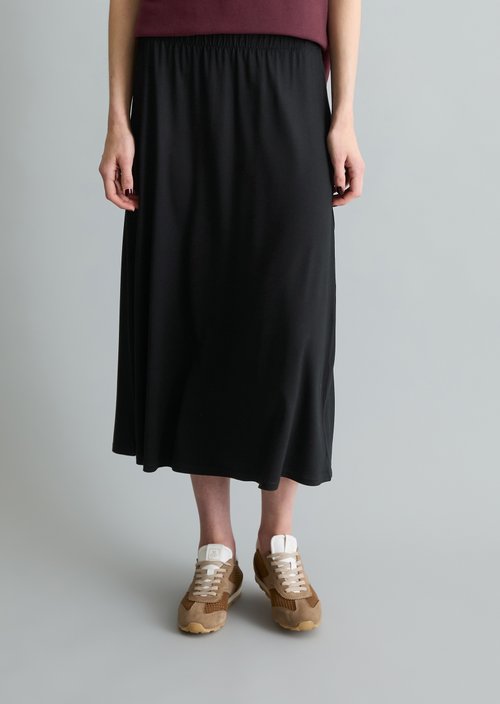 Flared jersey skirt — Black
