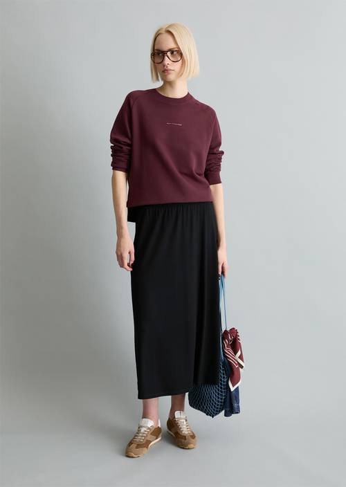 Flared jersey skirt Black in front view