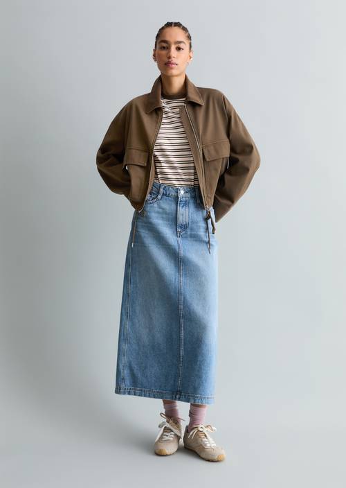 Twill-Jacke regular Hazelnut Brown in Frontalansicht