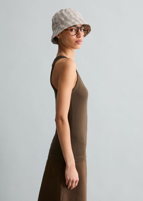DfC ribbed tank top slim — Hazelnut Brown
