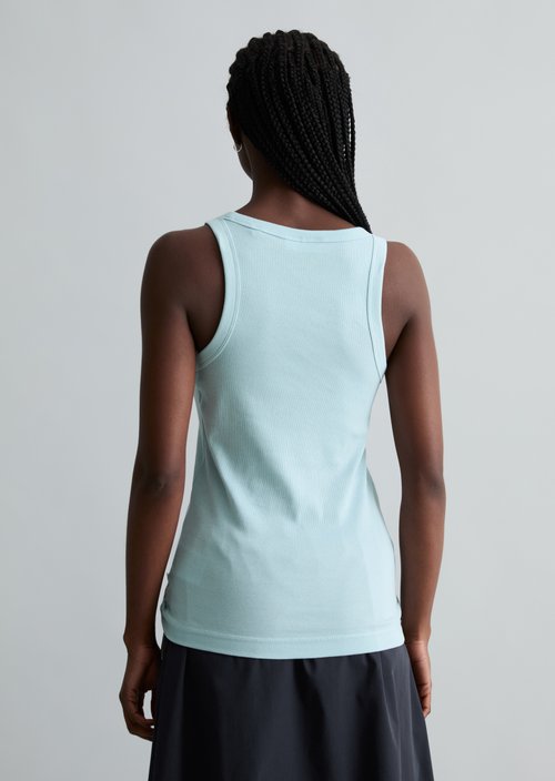 DfC ribbed tank top slim — Blue Fog