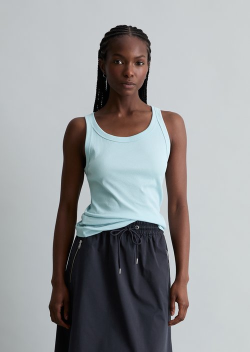 DfC ribbed tank top slim — Blue Fog