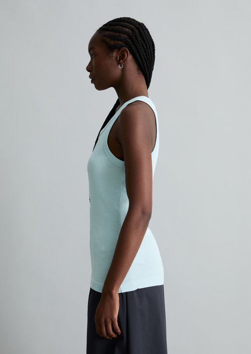 DfC ribbed tank top slim — Blue Fog