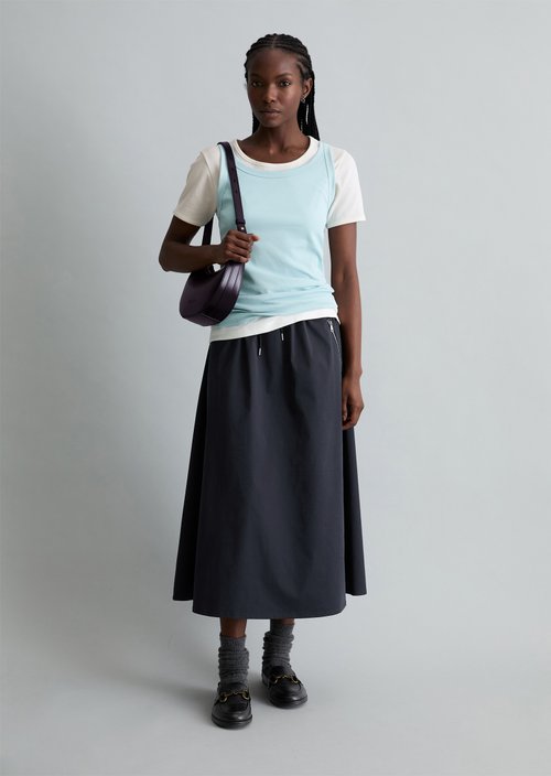 DfC ribbed tank top slim — Blue Fog
