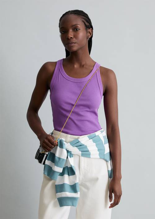 DfC Ripp-Tanktop slim Grand Violet in Frontalansicht