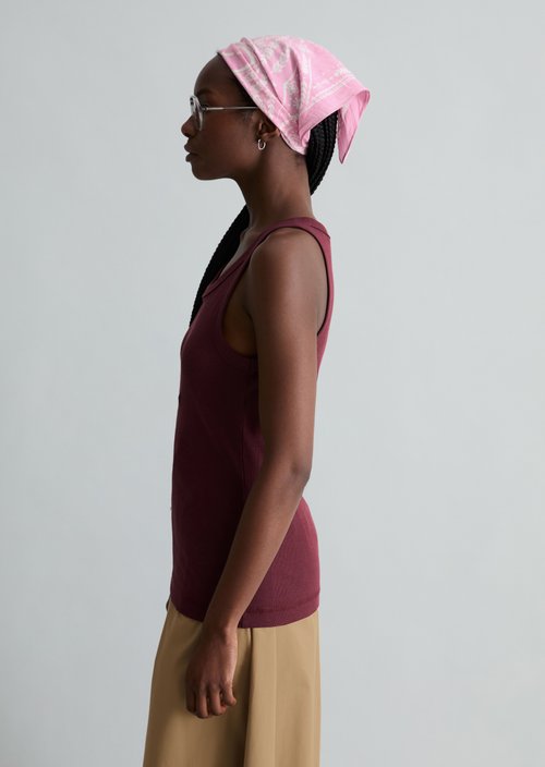DfC ribbed tank top slim — Merlot Red