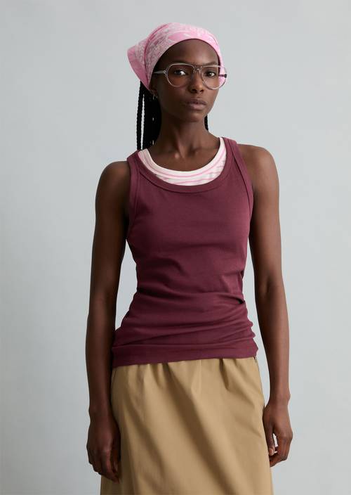 DfC Ripp-Tanktop slim Merlot Red in Frontalansicht