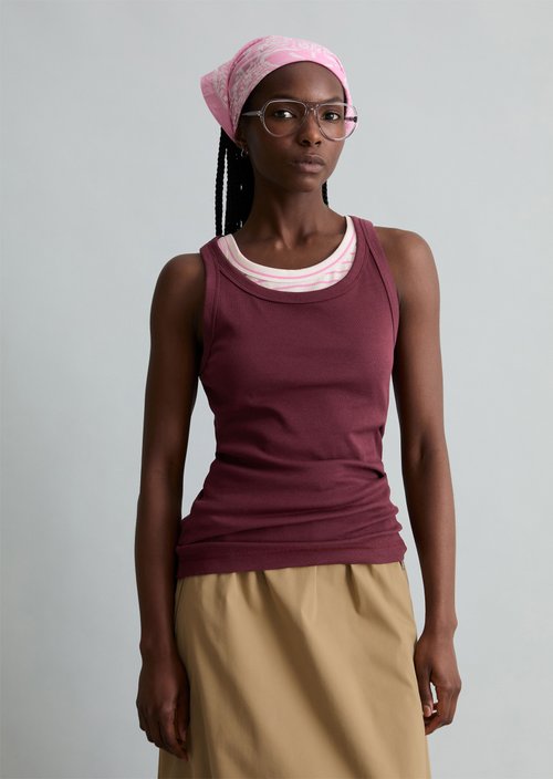 DfC ribbed tank top slim — Merlot Red