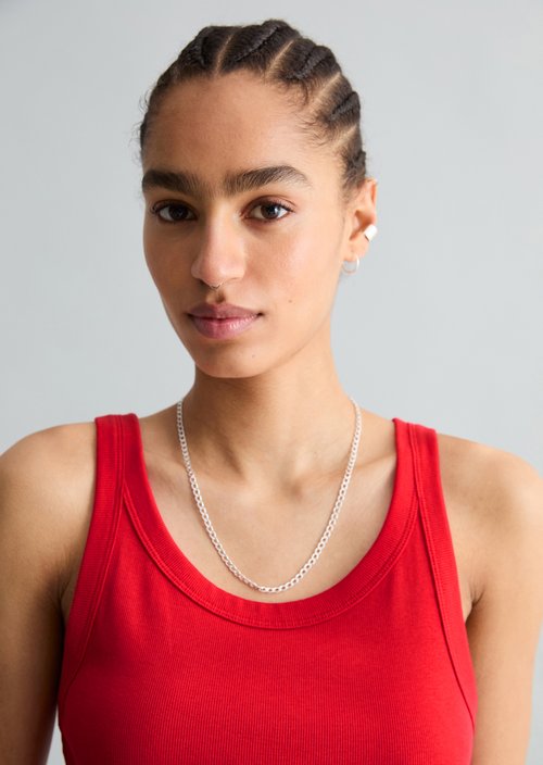DfC ribbed tank top slim — Carmine Red