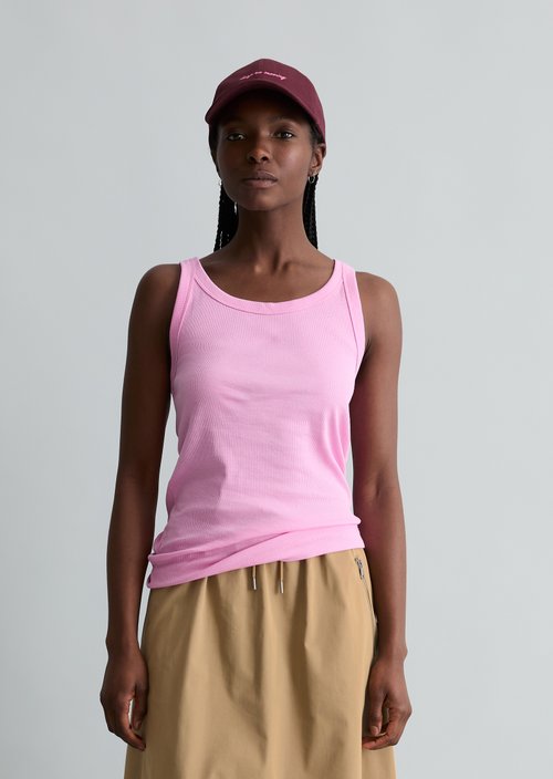 DfC ribbed tank top slim — Pale Bubblegum