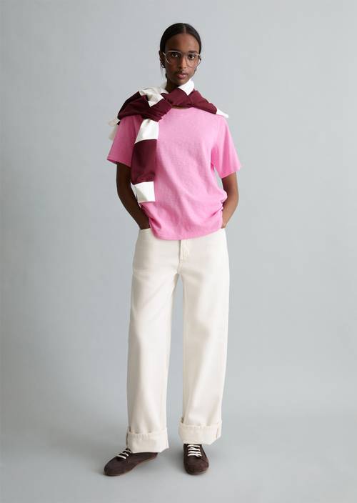 DfC - T-shirt sciolta in jersey slub Pale Bubblegum in vista frontale