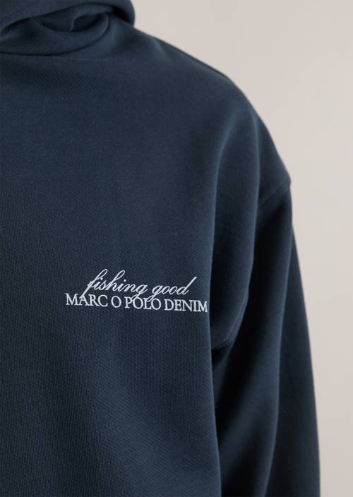 Hoodie relaxed Navy Teal in detail view