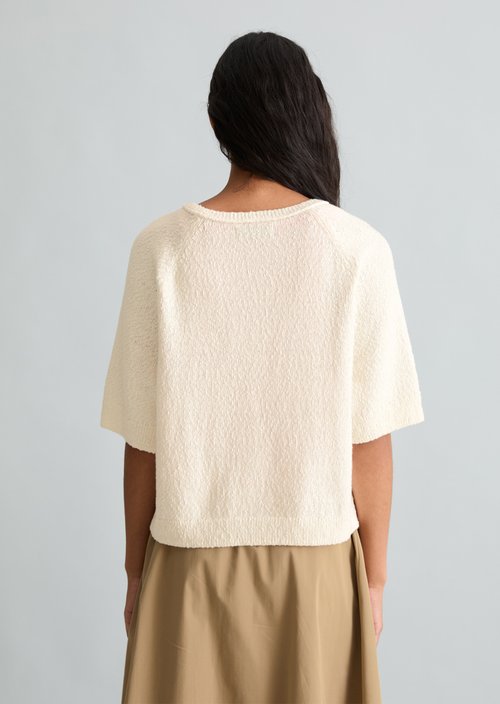 Regular short-sleeved sweater — Creamy White