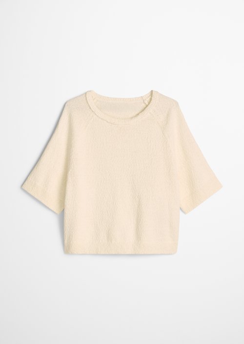 Regular short-sleeved sweater — Creamy White