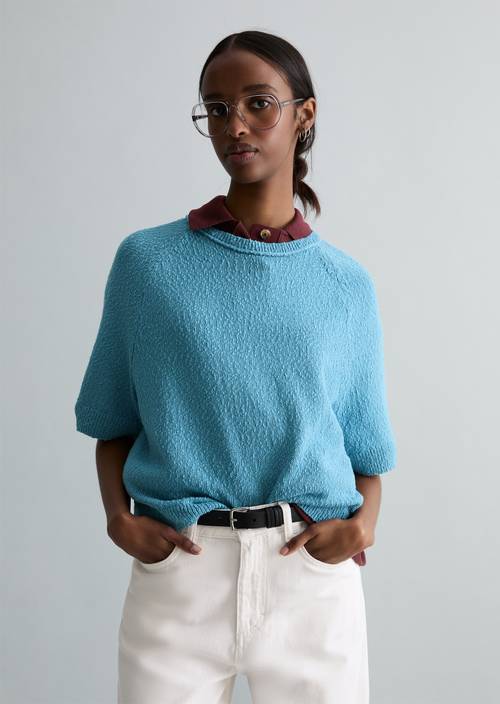 Kurzarm-Pullover regular Blue Dawn in Frontalansicht