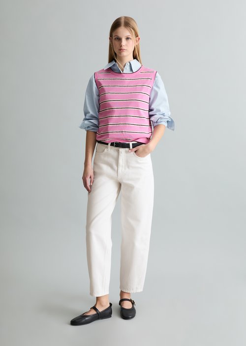 Sleeveless knitted sweater regular — Light Pink