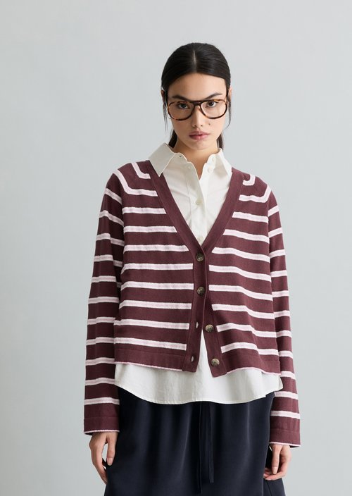 Regular striped cardigan — Dark Pink