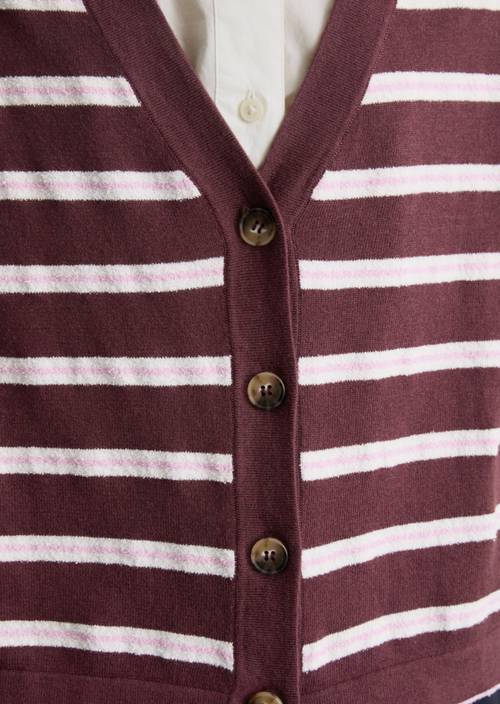 Regularny kardigan w paski Dark Pink w widoku szczegółowym