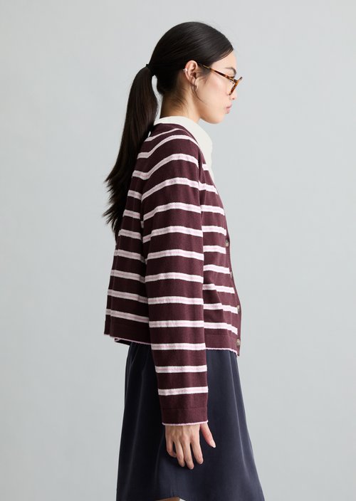 Regular striped cardigan — Dark Pink