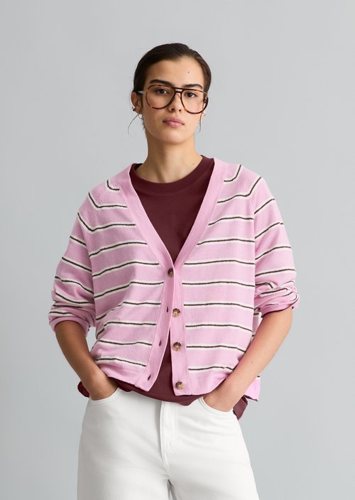Regular striped cardigan — Light Pink