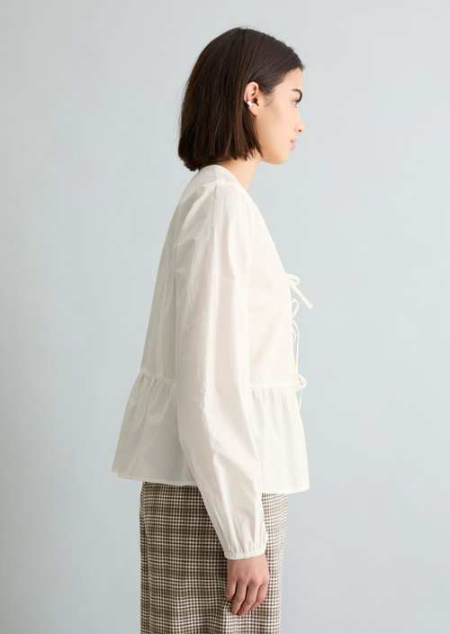 Relaxed bow blouse — Silky White