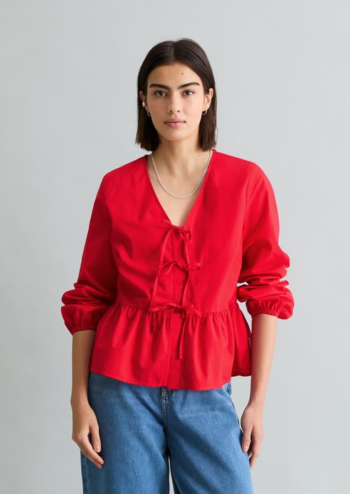 Relaxed bow blouse — Carmine Red
