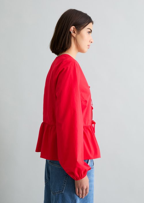 Relaxed bow blouse — Carmine Red